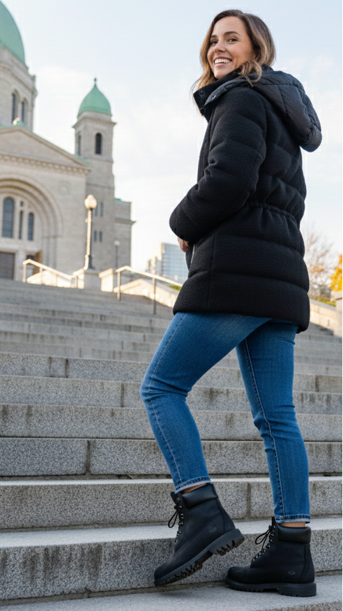 WOOL BLEND SHELL DOWN JACKET