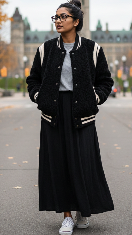 100% WOOL VARSITY DOWN JACKET