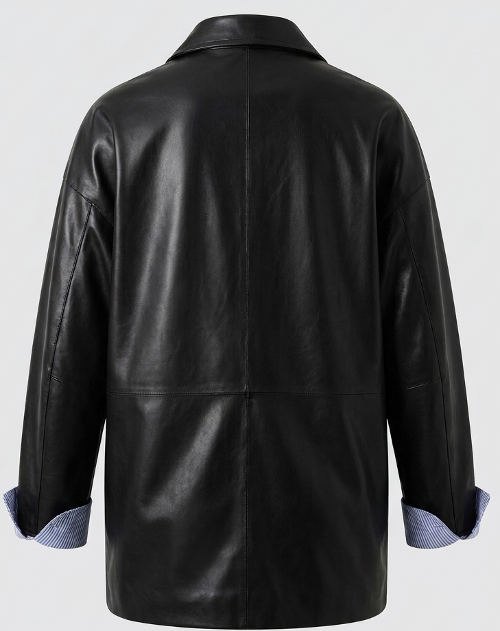 LEATHER BLAZER WITH REMOVAL CUFF
