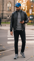 LEATHER BOMBER JACKET